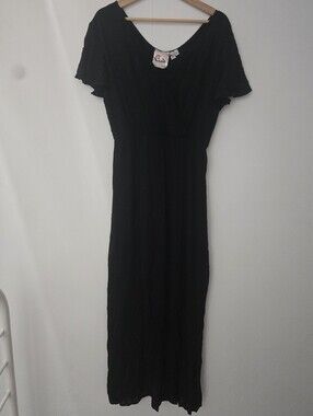 Cute by Daisy Black Crepe Maxi Dress, Size Large